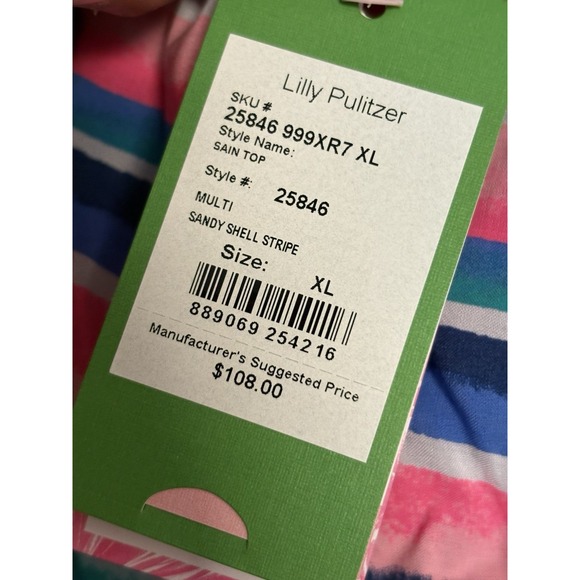 Lilly Pulitzer Sain Off the Shoulder Top Size XL Sandy Shell Stripe NWT $108 - Picture 3 of 5